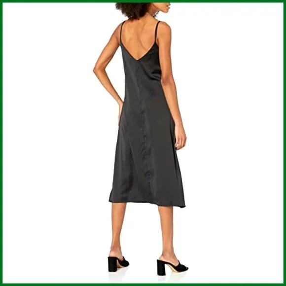 Silky Slip Dress Adjustable Straps Midi Length Lightweight Body Skimming Fit - Picture 2 of 7